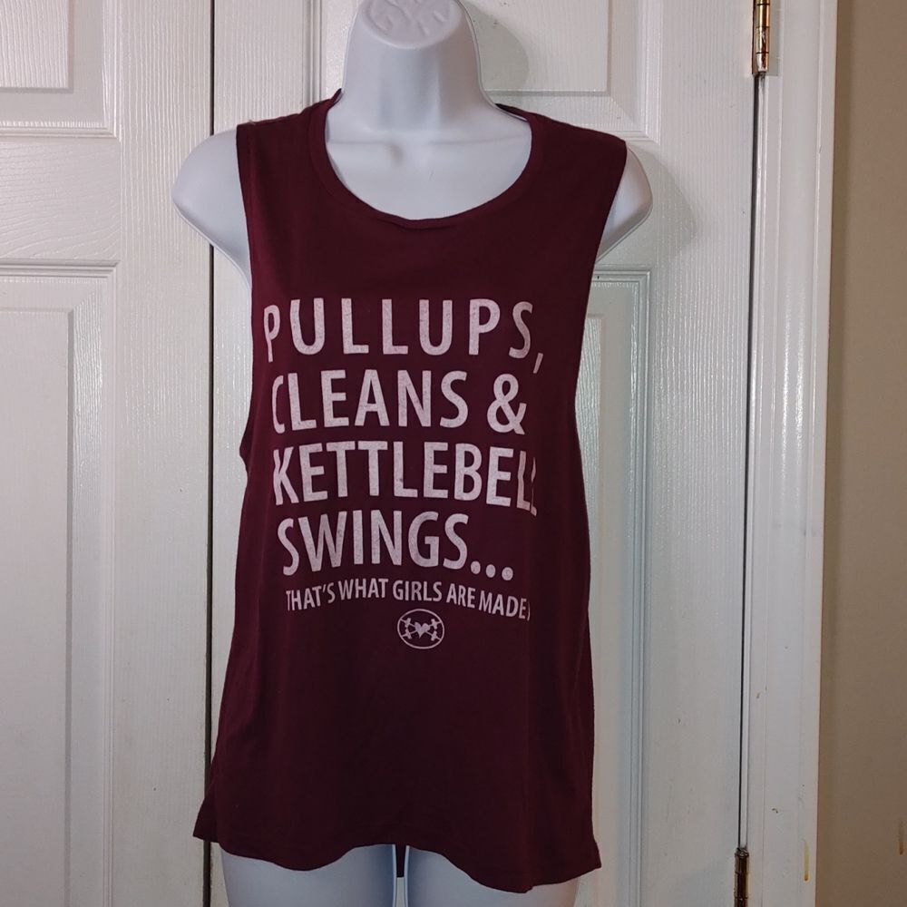 Pullups, Cleans and Kettlebell swings sleeveless shirt  Sz M